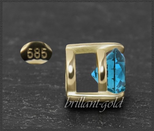 Brillant 585 Gold Anhänger 0,35ct; blau, Si1-2